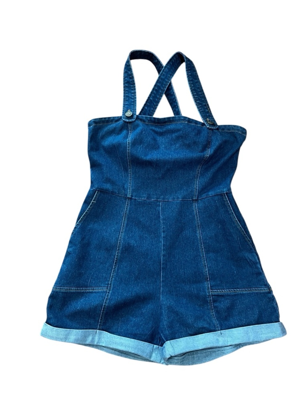 Bright & Beautiful shortalls jumper stretch denim jumpsuit Size 16